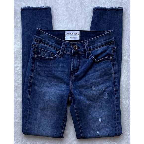 NWT Nancy Rose Mia Skinny Mid Rise Stretch Frayed Raw Hem Distressed Jeans - Picture 4 of 16